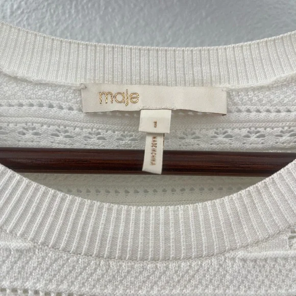 Maje Ecru Knit Sweater with Button Accents - Picture 2 of 4